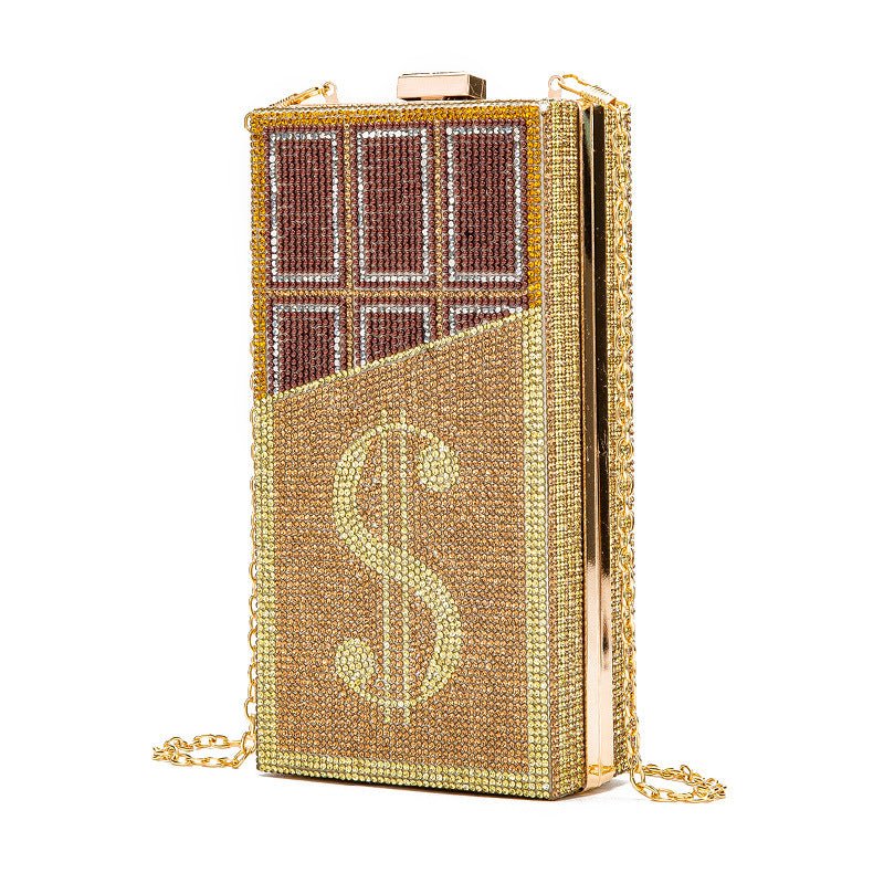 Luxy Moon Stack of Cash Dollars Crystal Clutch Purses