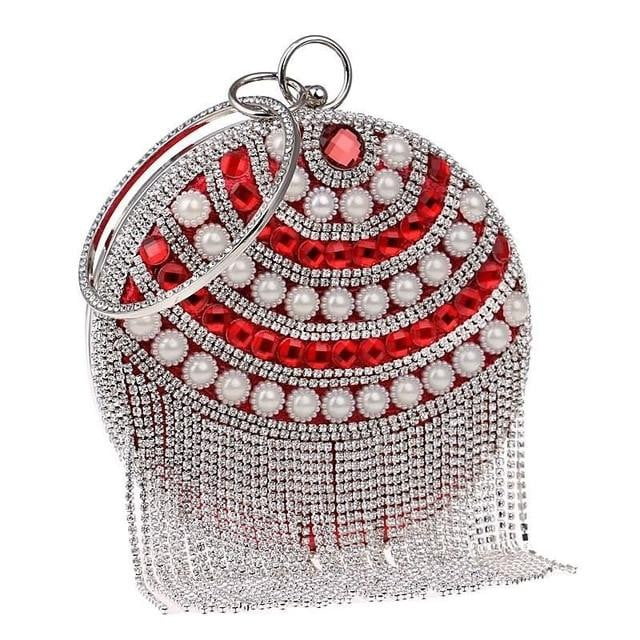 Luxy Moon Tassel Evening Bags Diamond Beaded Wedding Clutches