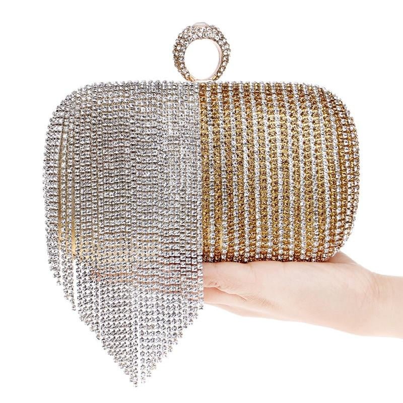 Luxy Moon Tassel Evening Clutches Crystal Party Handbags