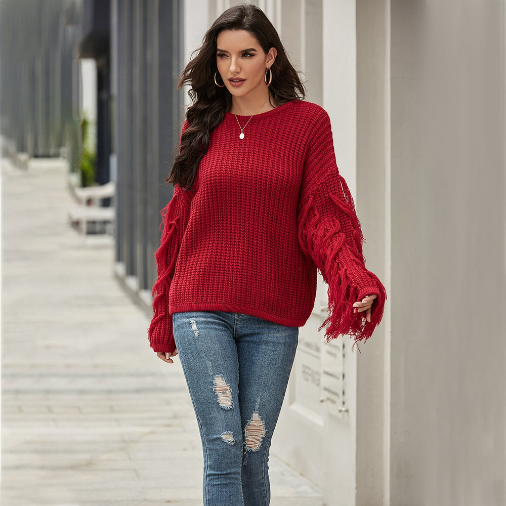 Luxy Moon Tassel Pullover Sweater For Women