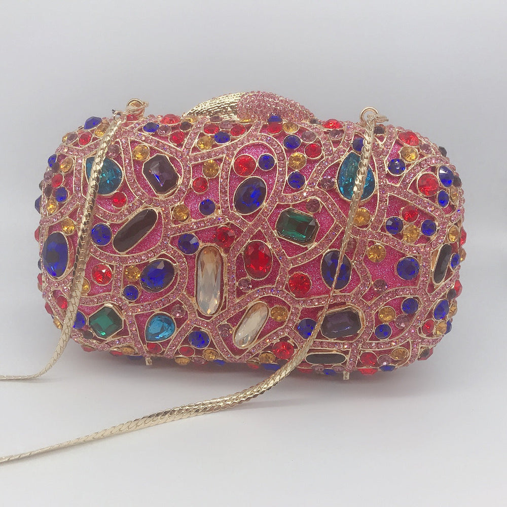 Luxy Moon Unique Evening Crystal Clutch Purse with Chain