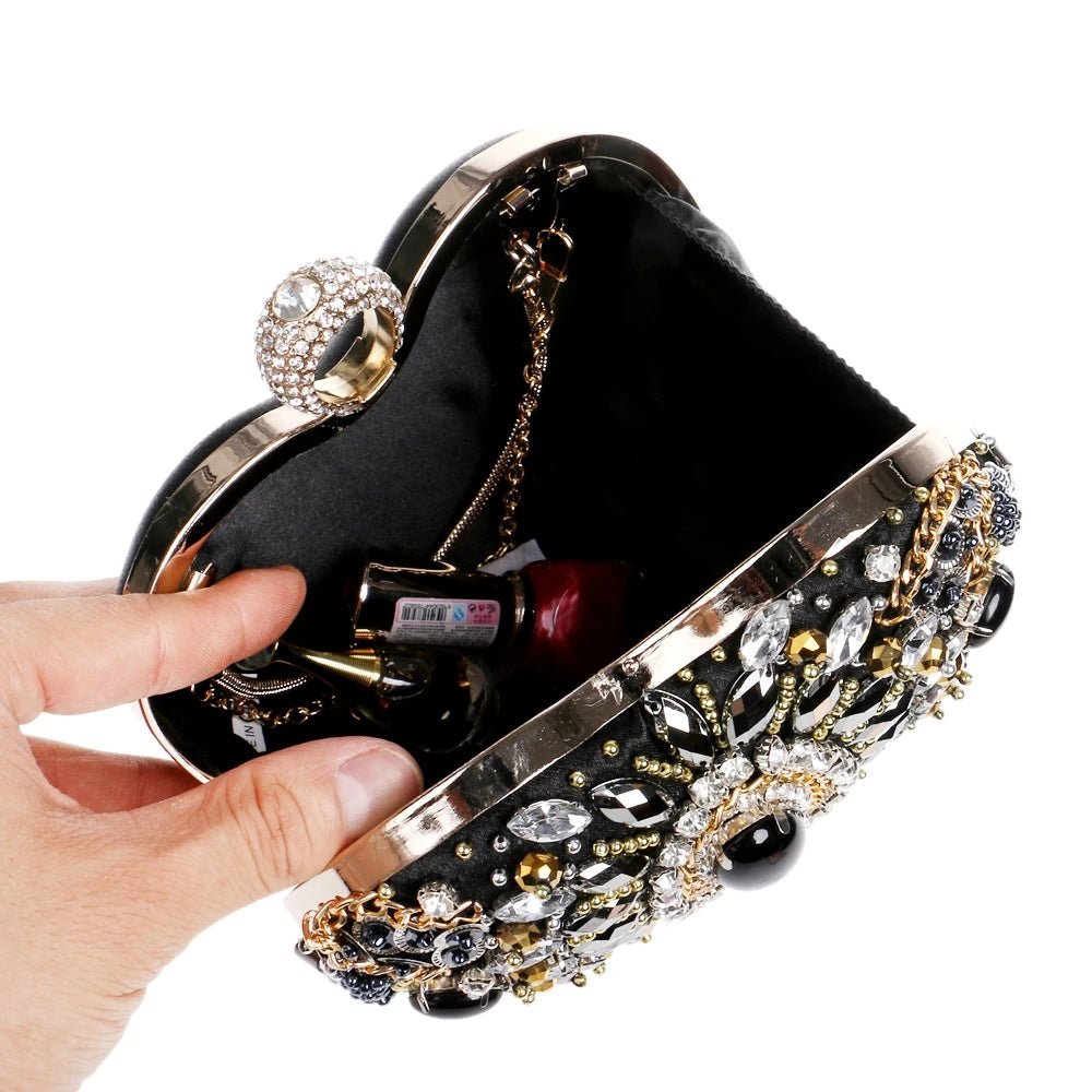 Luxy Moon Vintage Black Evening Clutch Bags Ladies Box Party Handbags Purses