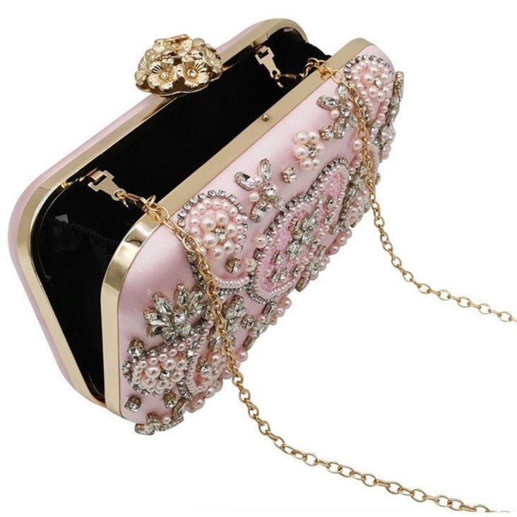 Luxy Moon Vintage Pink Beaded Clutch Evening Bags