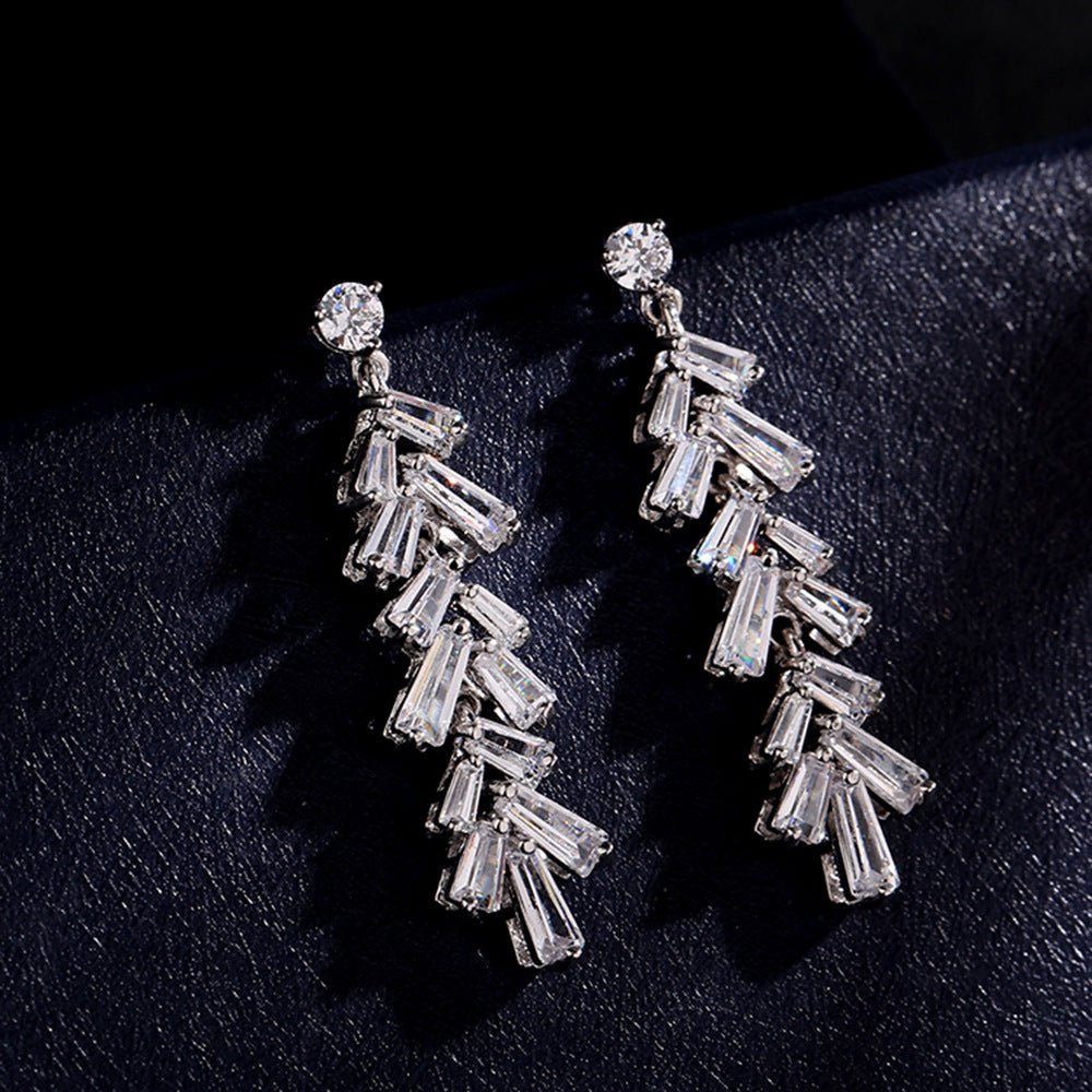 Luxy Moon White Platinum Necklace Cubic Zirconia Wedding Jewelry Sets