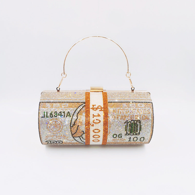 Luxy Moon Women Stack of Cash Evening Bag Crystal Rhinestone Clutch