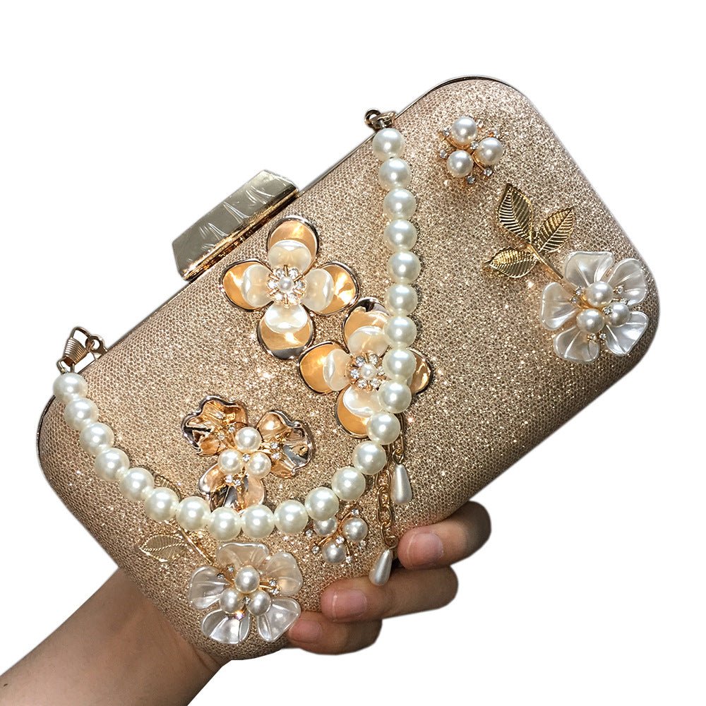Luxy moon Hand Cute Flowers Pearl Clutches
