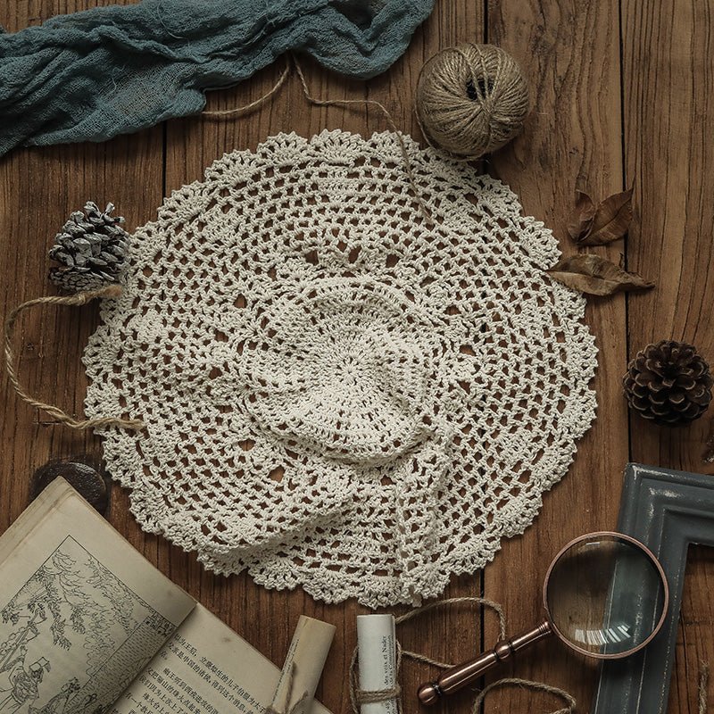 Vintage Crochet Round Doily Table Napkins For Kitchen Wedding Decoration