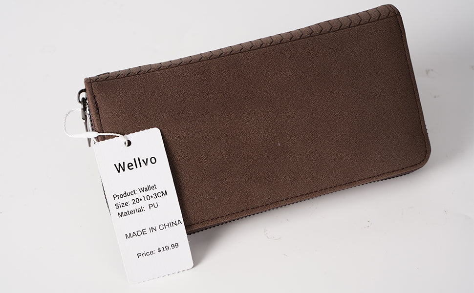 Wellvo Men Brand Purse For Phone Double Zipper Luxury Wallet Leather Clutch Bag Large Capacity
